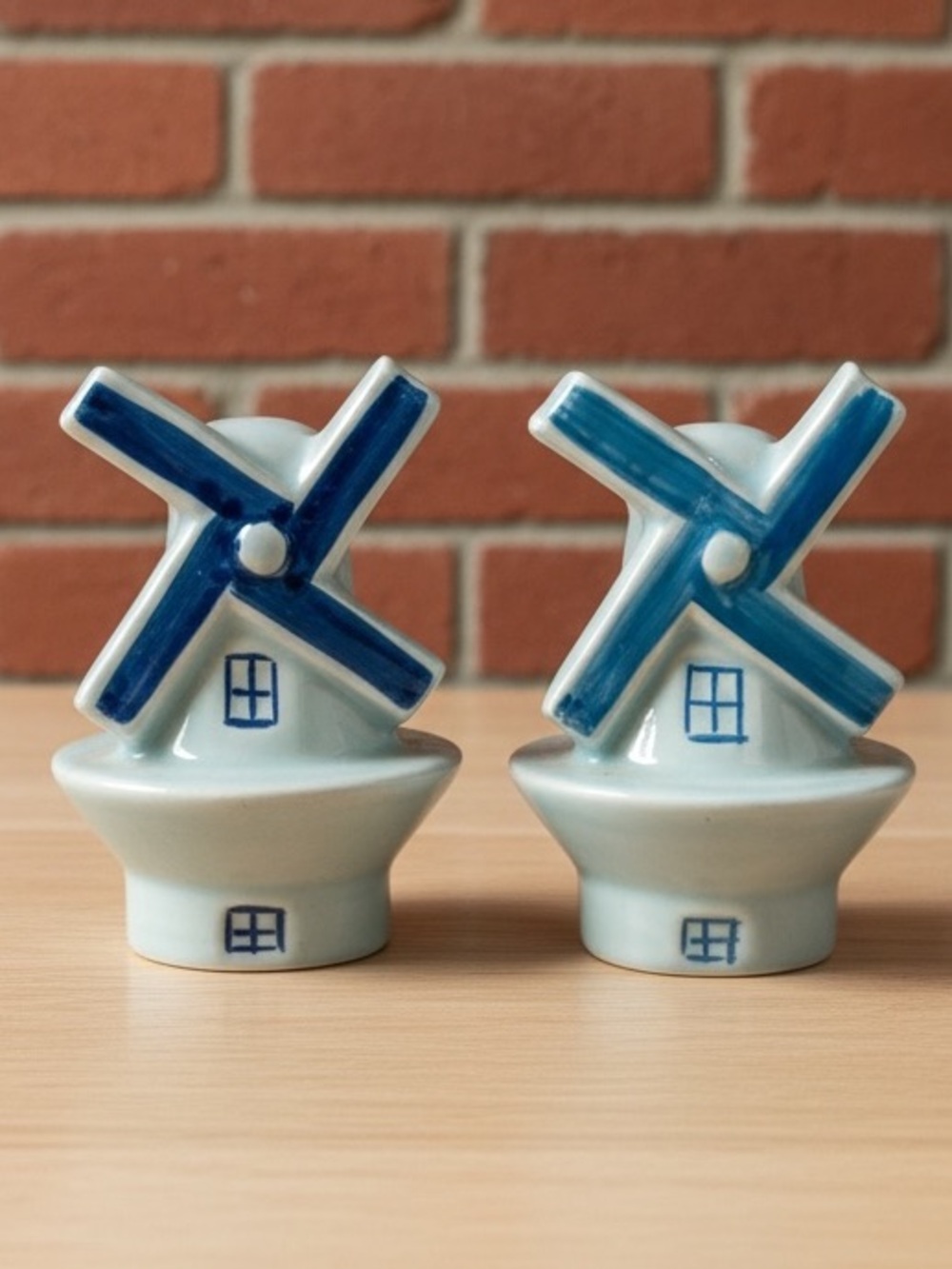 Vintage Delft Blue Windmill Salt & Pepper Shakers Set